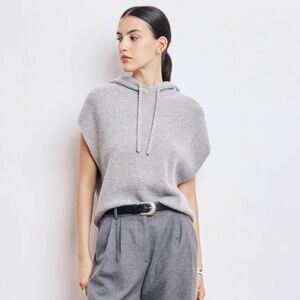 Hartford Sleeveless Sweater Hoodie Heather Gray Size 1 Small